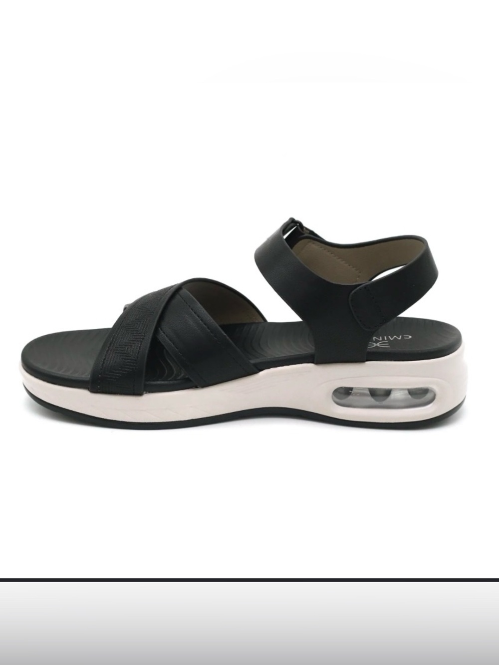 Black Women's Air-Cushion Sandals - Comfort Ankle Strap